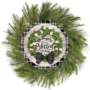 12" Waterproof Round Sign: Cotton Pod Simply Blessed