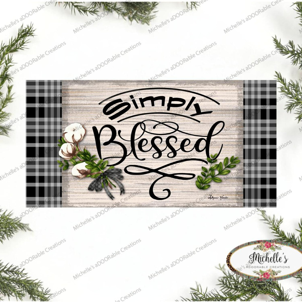 12" Waterproof Sign: Cotton Pod Simply Blessed