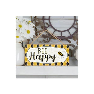 12" Wood Sign: Bee Happy
