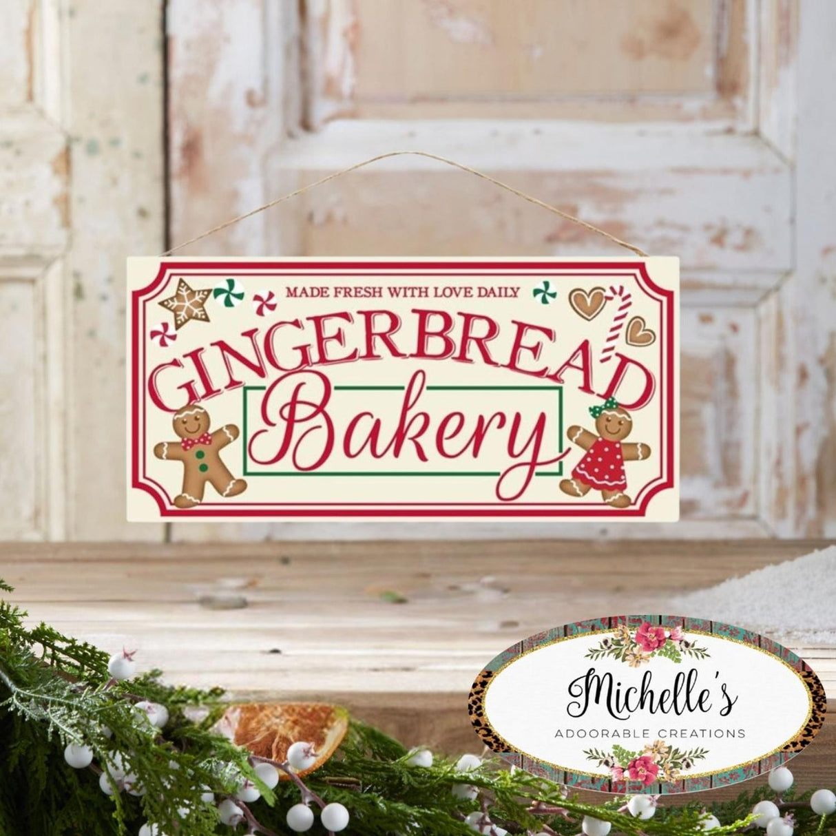 12" Wooden Sign: Gingerbread Bakery
