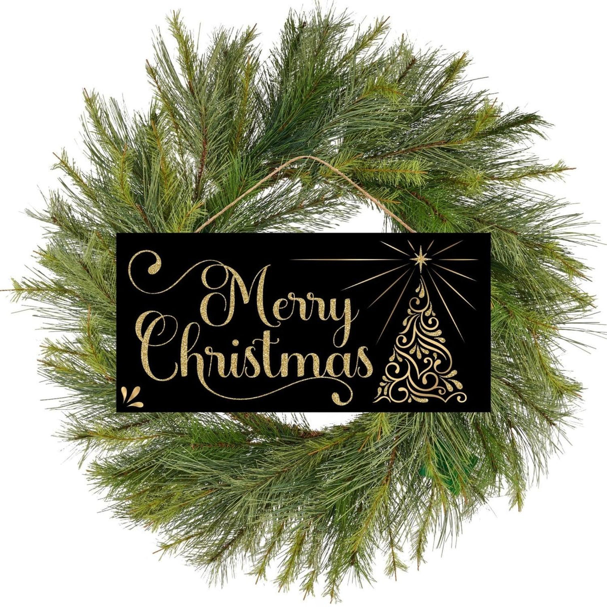12" Wooden Sign: Glitter Christmas Swirl Tree
