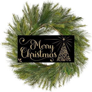 12" Wooden Sign: Glitter Christmas Swirl Tree