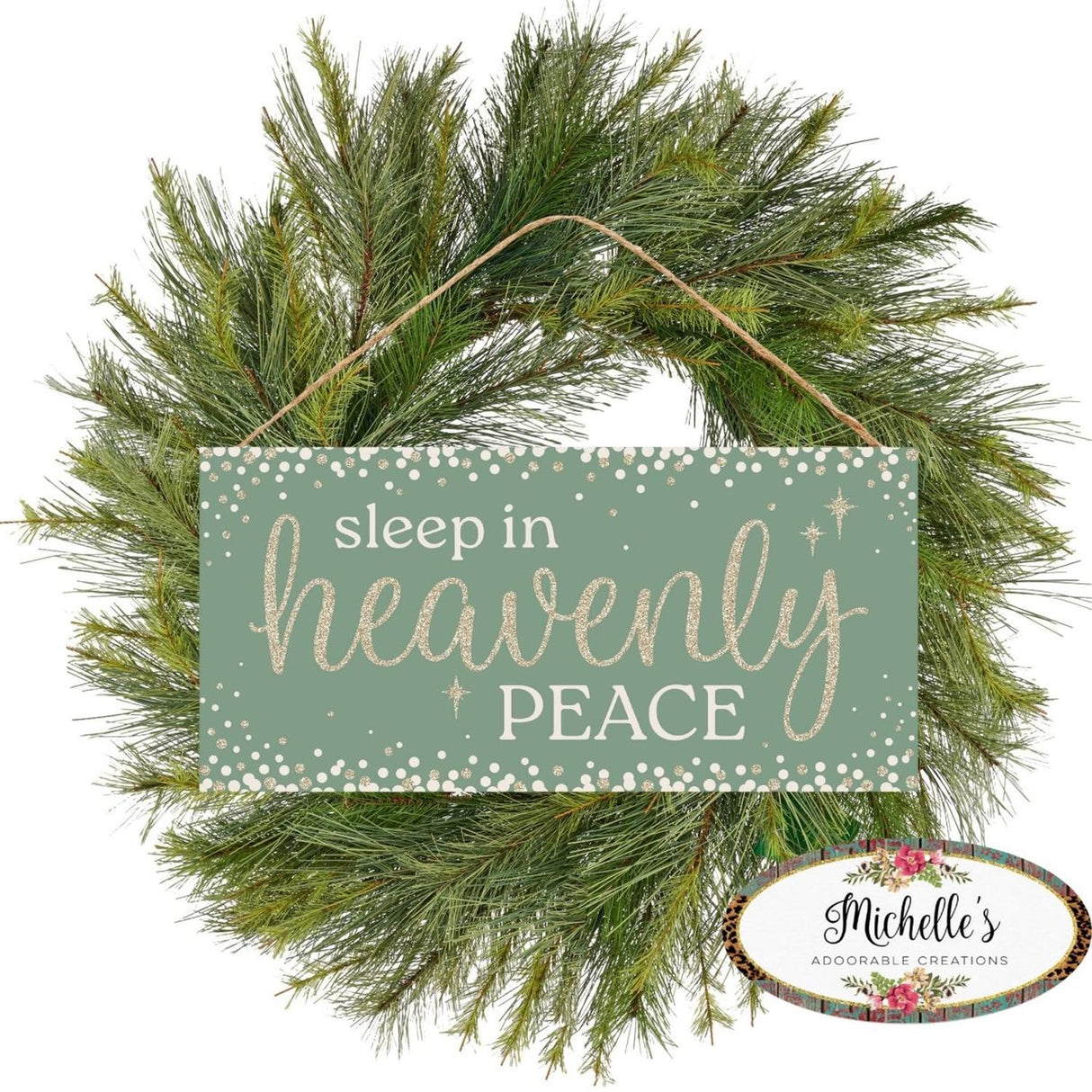 12" Wooden Sign: Sleep In Peace Glitter