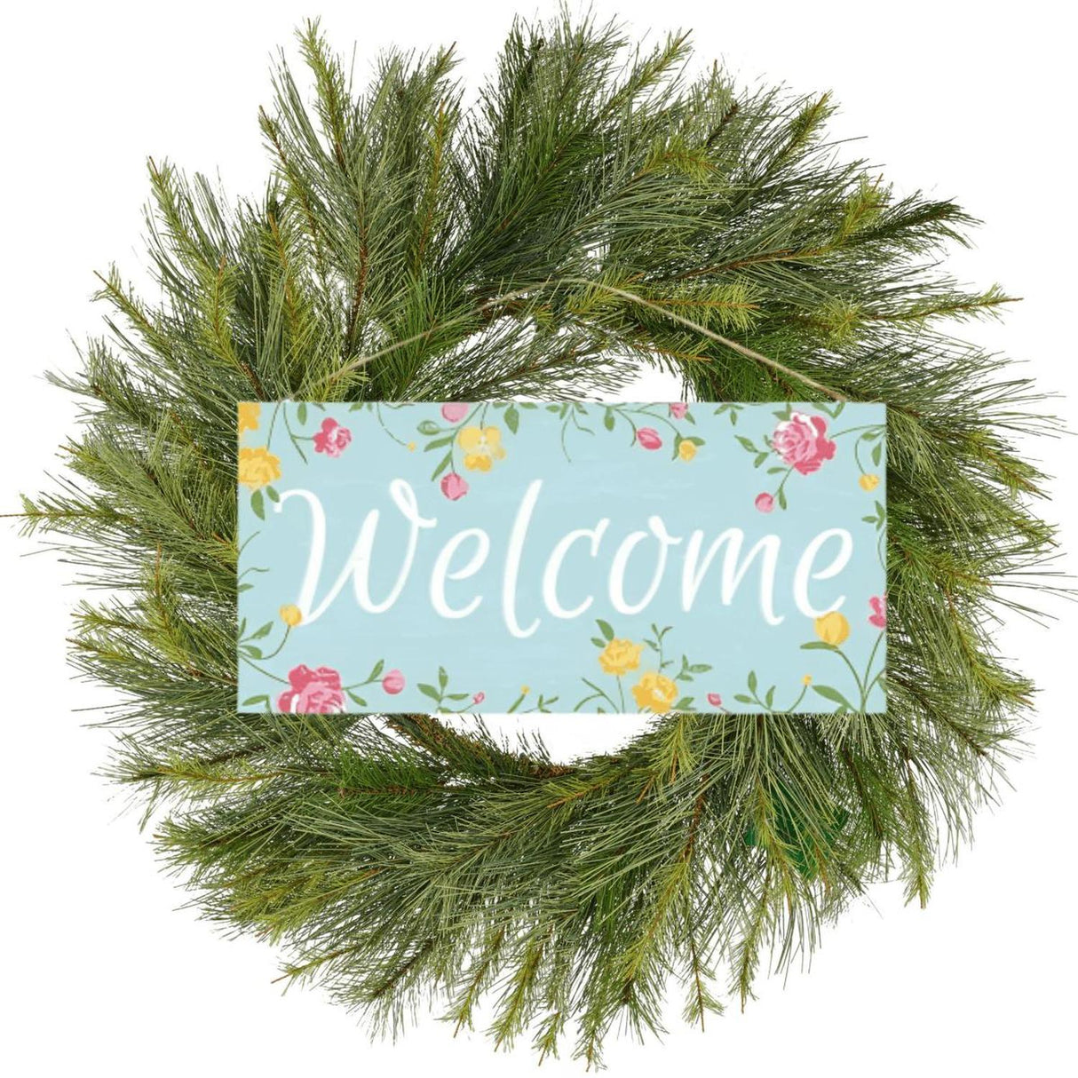 12" Wooden Sign: Welcome Floral Sign