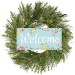 12" Wooden Sign: Welcome Floral Sign