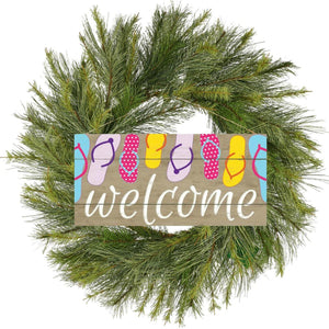12" Wooden Sign: Welcome/Flip Flops