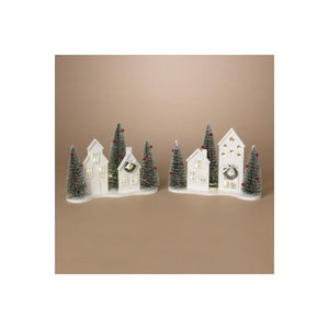 13" White Lighted Holiday House