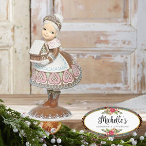 13.25" Mrs. Claus Gingerbread Figure (Pink)