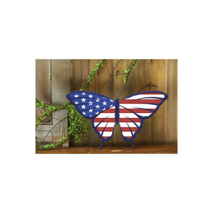 13.5" Metal Embossed Butterfly: Patriotic RWB