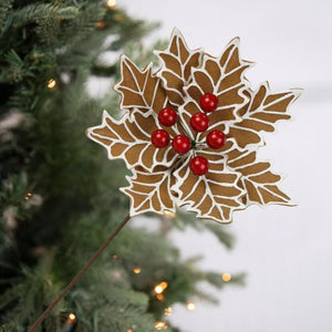 14" Gingerbread Poinsettia Stem