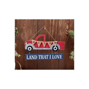 14" Wooden Patriotic Truck: Land That I Love