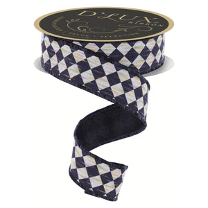 1.5" Antique Diamond Fused Ribbon: Black (10 Yards)