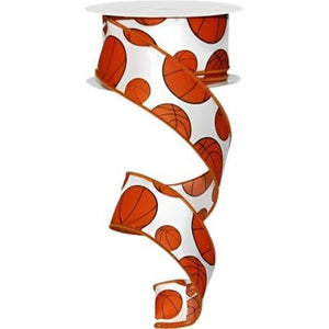 1.5" Basketball Ribbon: Orange & Black (10 Yards)