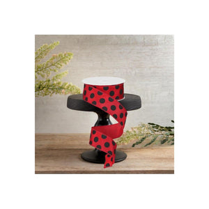 1.5" Big Polka Dot Ribbon: Red & Black (10 Yards)