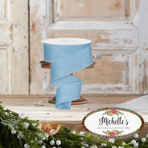1.5" Fine Glitter On Royal Ribbon: Pale Blue (10 Yards)