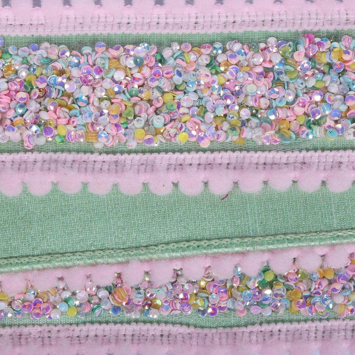1.5" Frosty Mint Sequin Pink Ribbon (10 Yards)