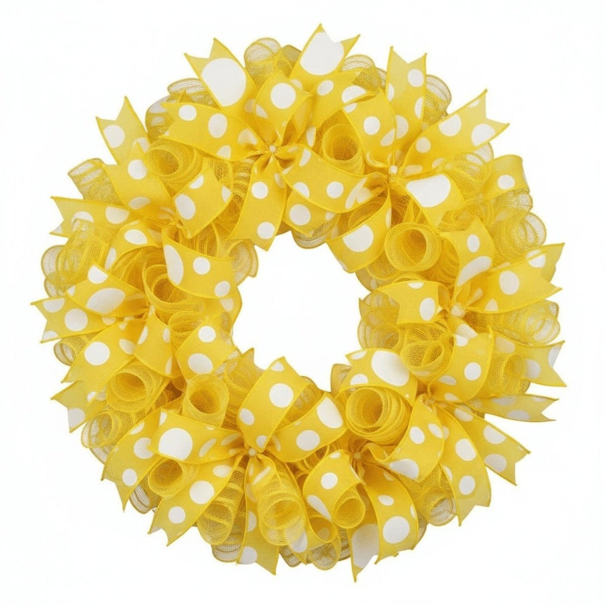 1.5" Giant Three Size Polka Dot Ribbon: Yellow & White (10 Yards)