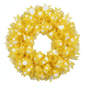 1.5" Giant Three Size Polka Dot Ribbon: Yellow & White (10 Yards)