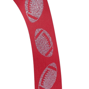 1.5" Glitter Football Ribbon: Red/Silver (100 Feet)