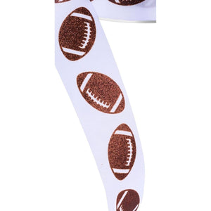 1.5" Glitter Football Ribbon: White (100 Feet)
