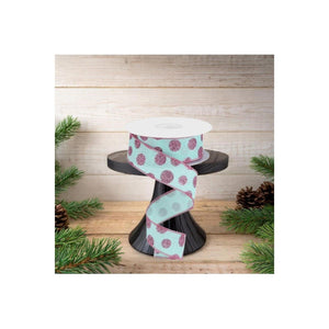 1.5" Glitter Polka Dot Ribbon: Mint Green (10 Yards)