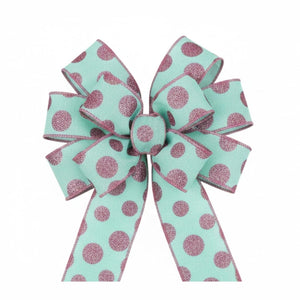 1.5" Glitter Polka Dot Ribbon: Mint Green (10 Yards)