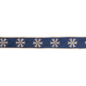 1.5" Gold Snowflake Ribbon: Blue (5 Yards)
