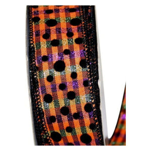 1.5" Halloween Felt Dots Ribbon: Orange/Purple (20 Yards)
