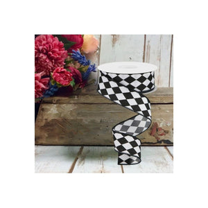 1.5" Harlequin Ribbon: Black (10 Yards)