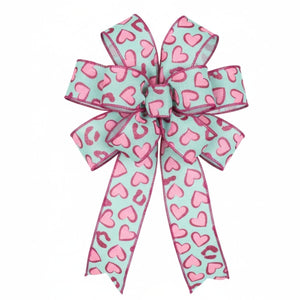 1.5" Heart Leopard Spots Ribbon: Mint Green (10 Yard)