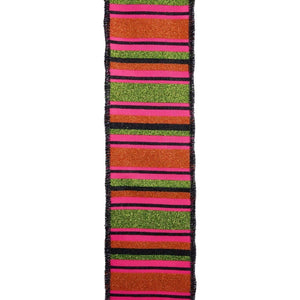 2.5" Horizontal Stripe Ribbon: Pink/Lime/Orange (10 Yards)