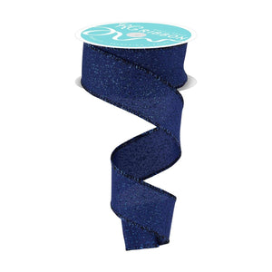 1.5" Irregular Spotted Glitter Ribbon: Navy Blue (10 Yards)