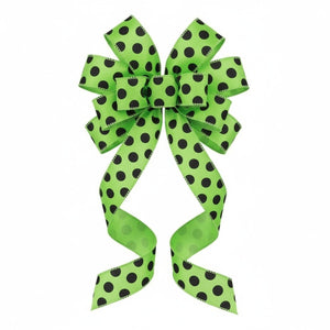1.5" Large Polka Dot Ribbon: Lime Green & Black (10 Yards)