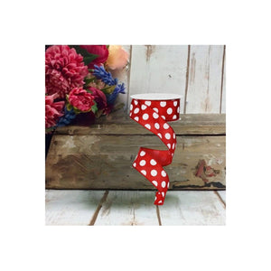 1.5" Large Polka Dot Ribbon: Red/White (10 Yards)