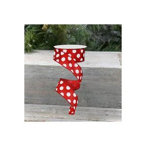 1.5" Large Polka Dot Ribbon: Red/White (10 Yards)