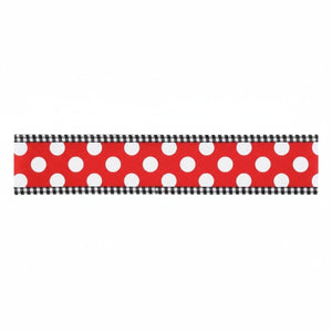 1.5" Large Polka Dot Stripe Ribbon: Red (10 Yards)