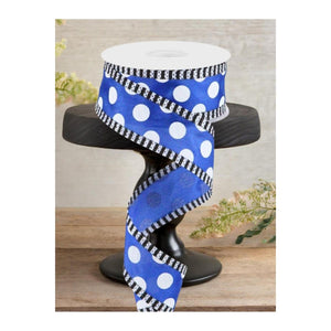 1.5" Large Polka Dot Stripe Ribbon: Royal Blue (10 Yards)