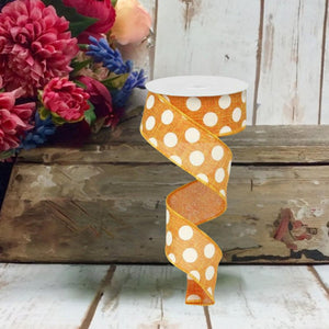 1.5" Medium Polka Dots Canvas Ribbon: Orange (10 Yards)