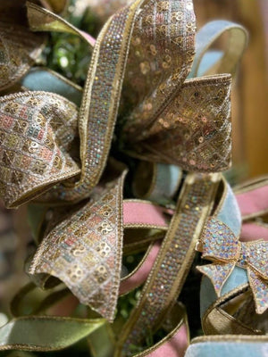 1" Metallic Dupion Duchess Jewel Ribbon: Gold (5 Yards)