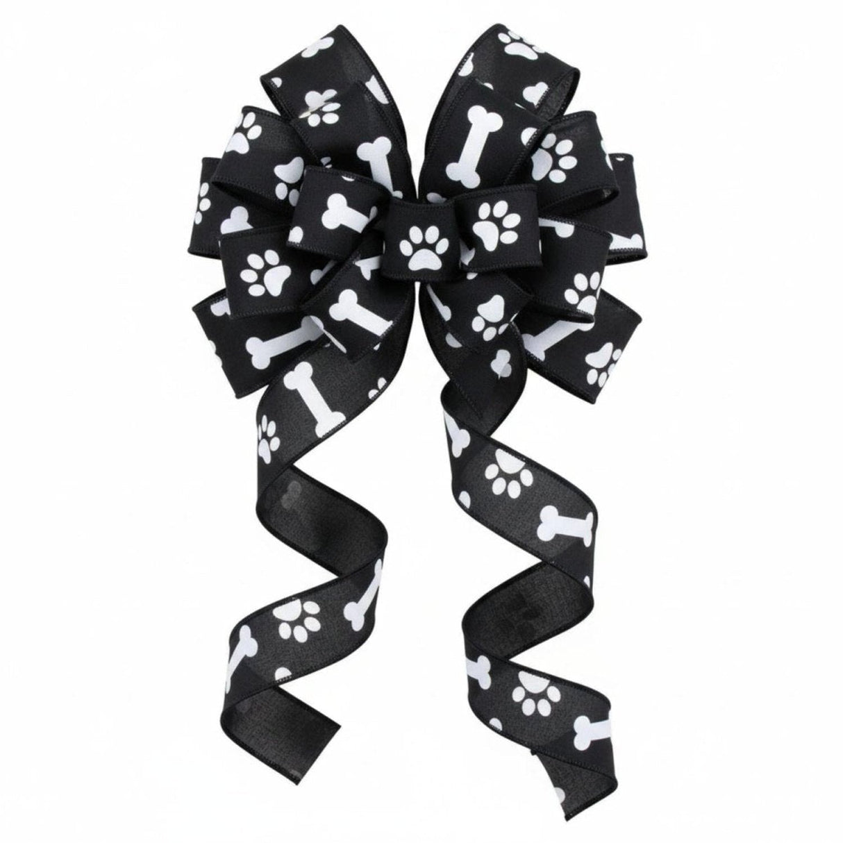 1.5" Paw Print Royal Ribbon: Black (10 Yards)