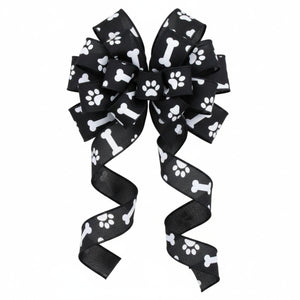 1.5" Paw Print Royal Ribbon: Black (10 Yards)