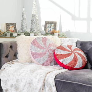 15" Peppermint Shaped Pillow: Red