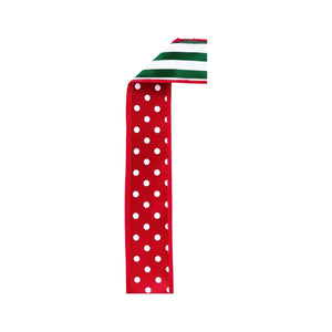 1.5" Polka Dot Striped Fused Ribbon: Red/Green/White (10 Yards)