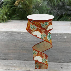 1.5" Pumpkin Foliage Ribbon: Light Tan (10 Yards)