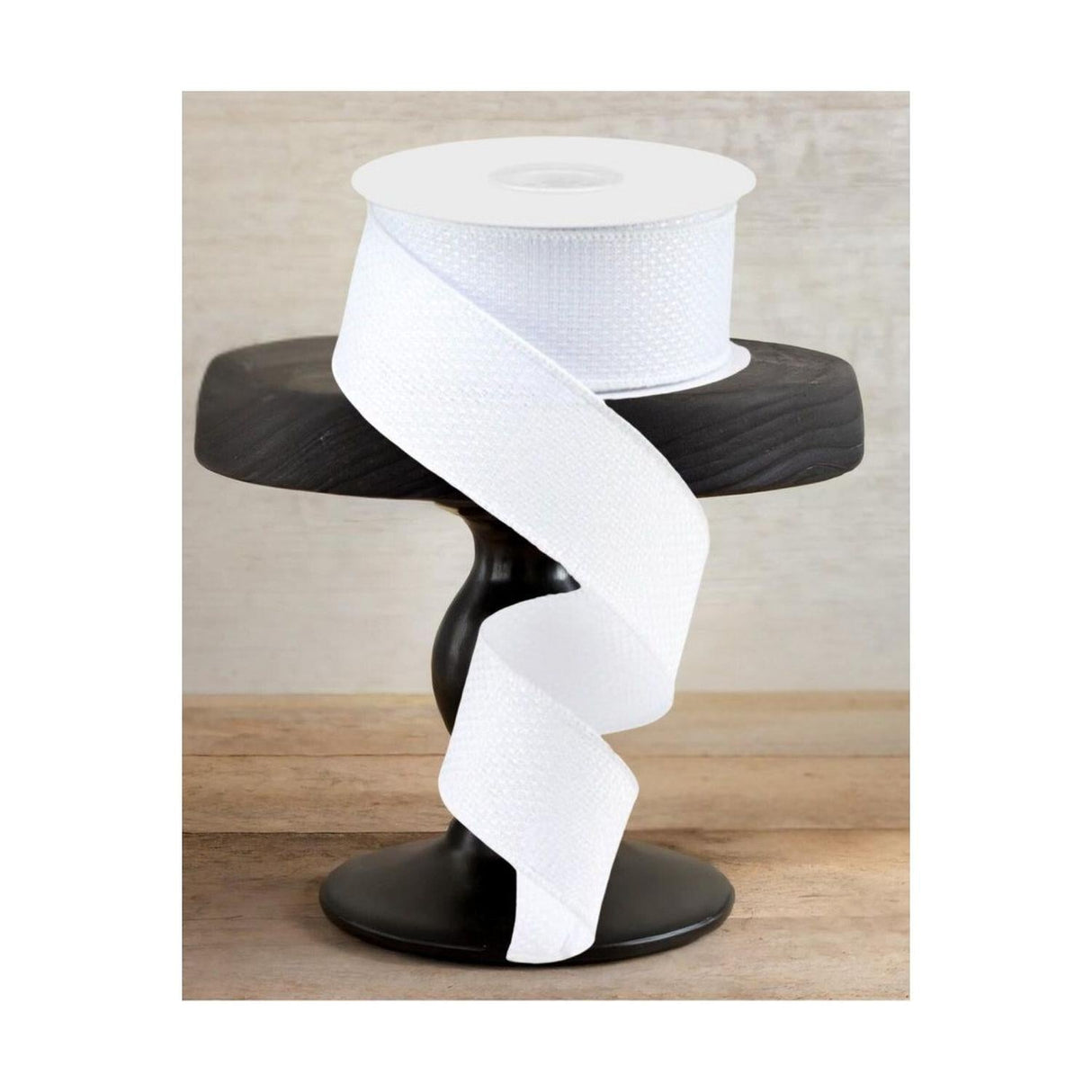 1.5" Royal Faux Burlap Ribbon: White (10 Yards)