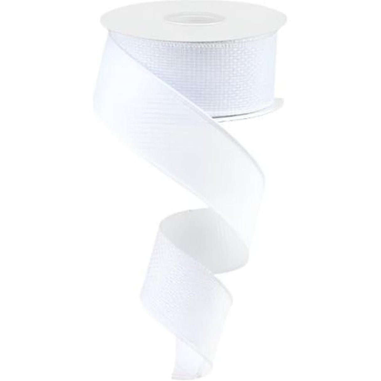 1.5" Royal Faux Burlap Ribbon: White (10 Yards)