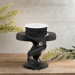 1.5" Scalloped Edge Ribbon: Black (10 Yard)