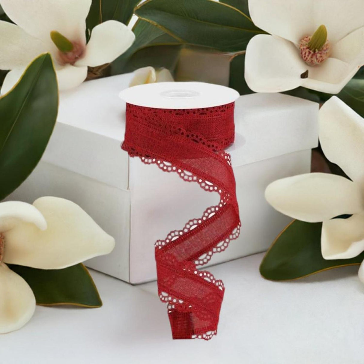1.5" Scalloped Edge Ribbon: Burgundy (10 Yard)