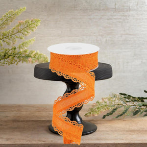 1.5" Scalloped Edge Ribbon: Orange (10 Yard)