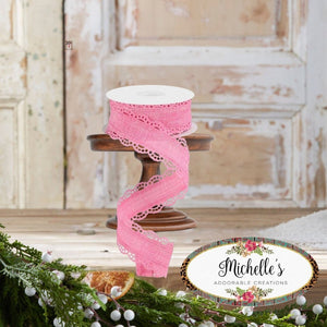 1.5" Scalloped Edge Ribbon: Pink (10 Yard)